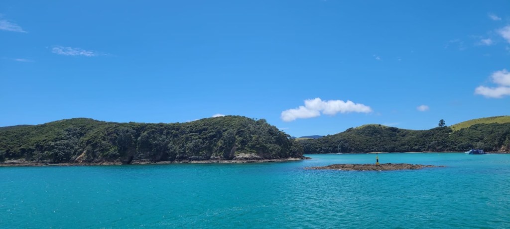 The blue sea surrounding Urupukapuka Island